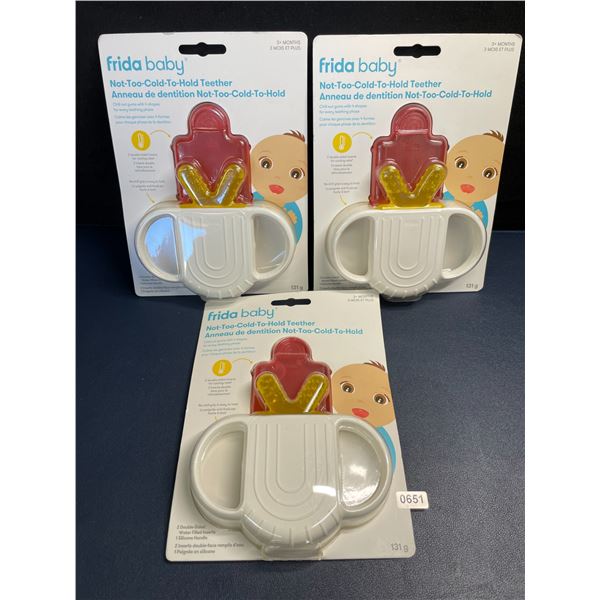 Lot of 3 Frida Baby Not-Too-Cold-To-Hold Teethers with Dual-Sided Cooling for Gums/Teeth - New!