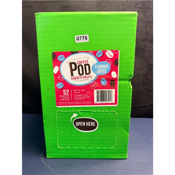 POD Coffee Variety Pack - Contains 52 Single Serve Flavoured Coffee Pods - EXP26-8-10 - New