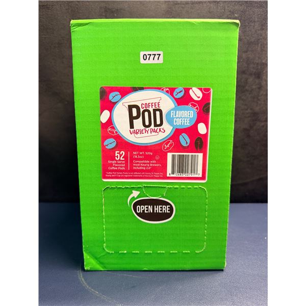 POD Coffee Variety Pack - Contains 52 Single Serve Flavoured Coffee Pods - EXP26-8-10 - New