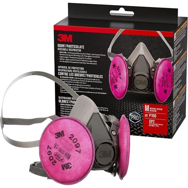 3M Odor/Particulate Reusable Respirator Face Mask with 2-Packs of P100 Filters - Brand New!