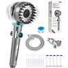 Image 1 : Handheld High-Pressure Adjustable Shower Head; 3 Spray Modes with Hose & 5 Filters - NEW
