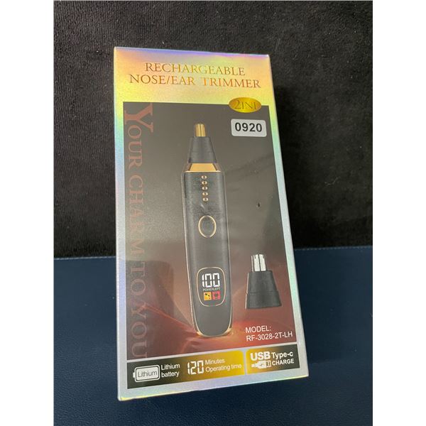 USB-C Rechargeable Nose/Ear Hair Trimmer with LED Display, 120min Run Time - New Sealed!