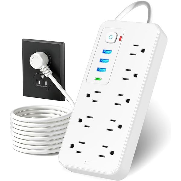 Lukito 12-in-1 Multi-Port Power Strip Bar with USB-A + C Charging Ports - Brand New!