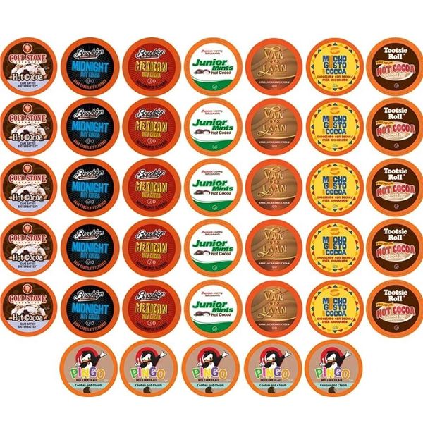 Box of 40 Assorted Hot Cocoa Single-Serve K-Cup Pods by Two Rivers Coffee - New Sealed!