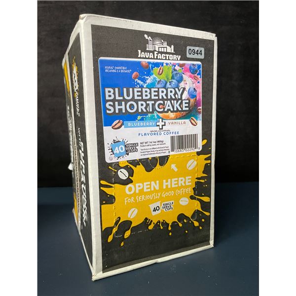 Java Factory Blueberry Shortcake Flavored Coffee Pods (Box of 40) Single-Serve K-Cups - New Sealed
