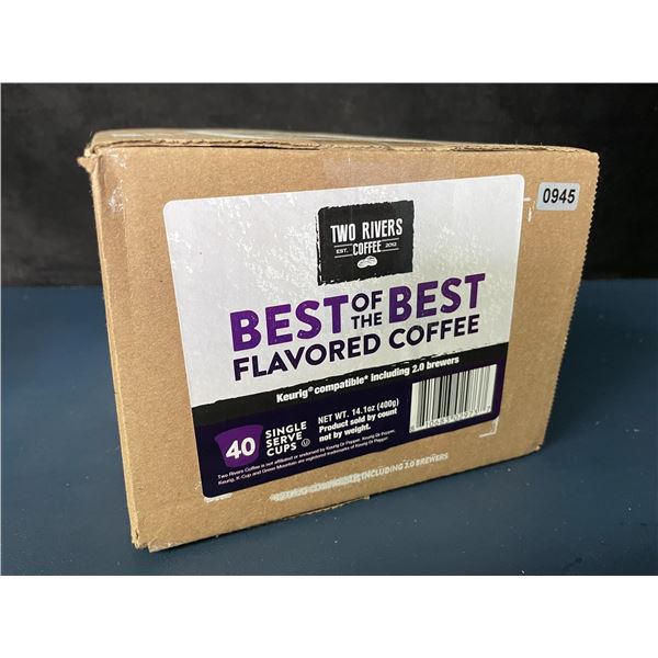 Box of 40 Best Of The Best Flavored Coffee Pods/K-cups by Two Rivers Coffee - New Sealed