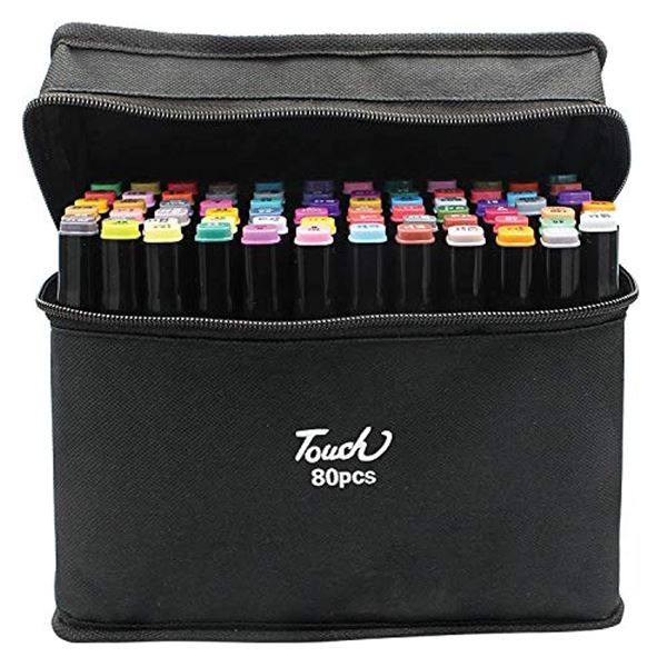 80PCS Dual-Tip Artist Markers Set - Multi-Color Alcohol Markers for Drawing/Sketching - NEW