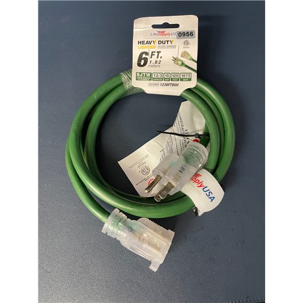 Heavy Duty Lighted 6FT Extension Cord for Outdoors/Indoors; 3-Wire Grounded - Brand New!