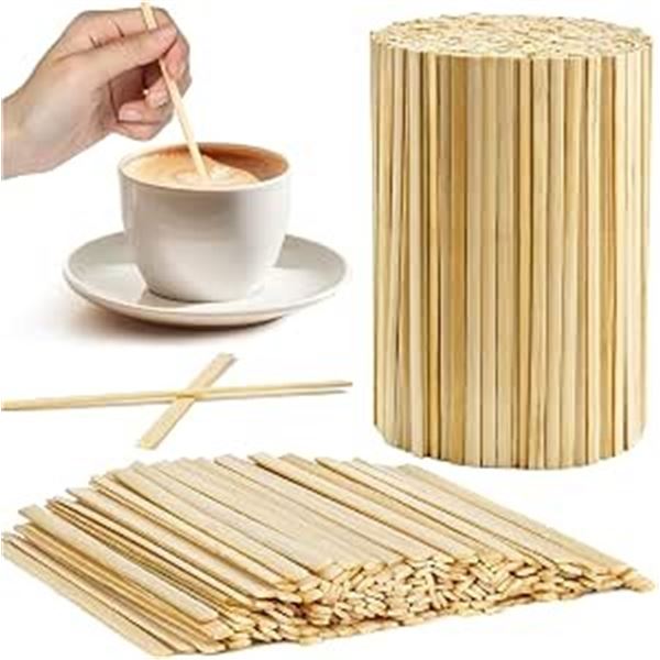 500PC Pack of Coffee Stirrer Sticks - Bamboo, 5.5" Size - Disposable Drink Mixing Sticks - New