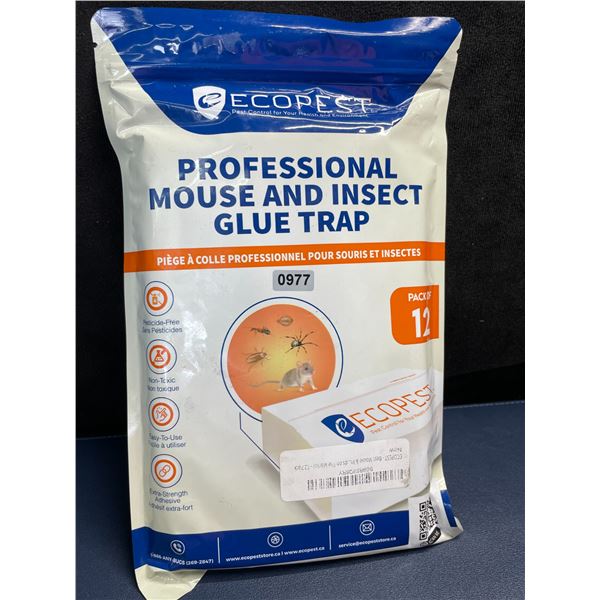 12-Pack of EcoPest Professional Mouse & Insect Glue Traps - Extra Strength Adhesive/Easy to Use; New