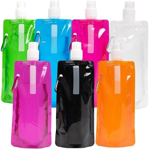 7-Pack of Foldable Colorful Water Bottles (500ml) Leak-Proof/Portable/Lightweight Water Bottles; New