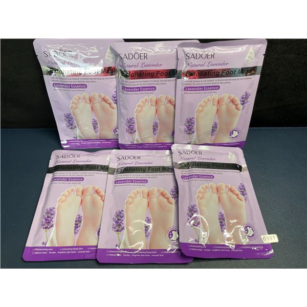 6-Pack Sadoer Natural Lavender Essence Exfoliating Foot Masks - For Soft/Smooth Feet - New Sealed!
