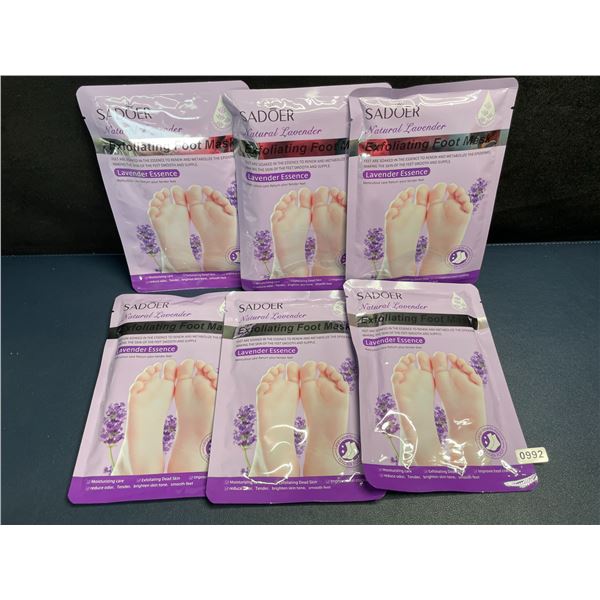 6-Pack Sadoer Natural Lavender Essence Exfoliating Foot Masks - For Soft/Smooth Feet - New Sealed!