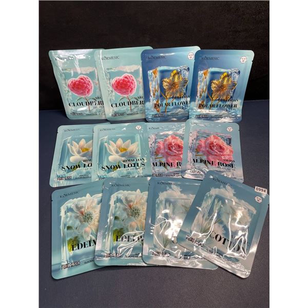 12-Pack Kormesic Assorted Beauty Facial Sheet Masks - Hydrating/Nourishing - New Sealed
