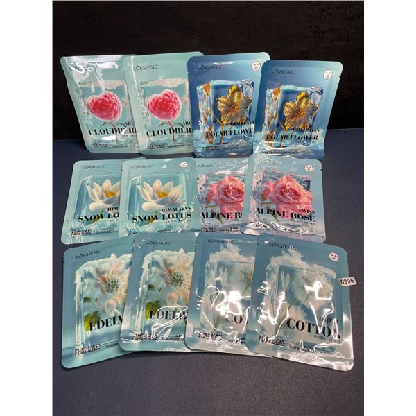 12-Pack Kormesic Assorted Beauty Facial Sheet Masks - Hydrating/Nourishing - New Sealed