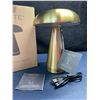 Image 2 : TriLite Metallic Gold Cordless LED Table Lamp; USB Rechargeable, Dimmable, 3 Brightness Levels - New