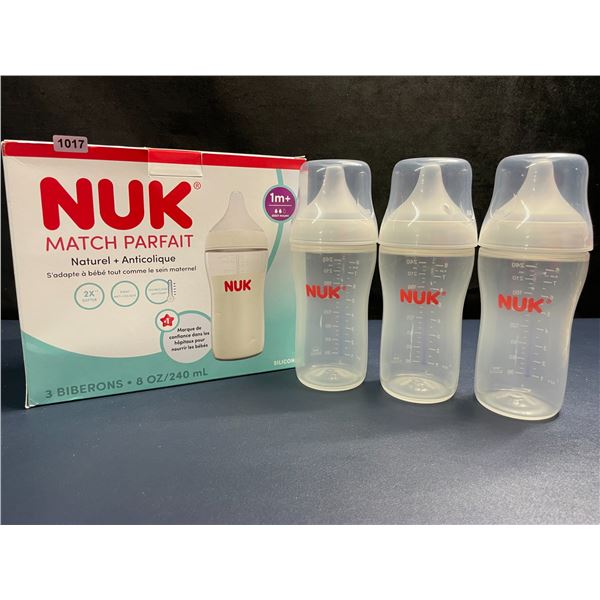 NUK Perfect Match 3-Pack Baby Bottles; Natural + Anti-Colic (1m+) Includes 3x 240ml Bottles - New