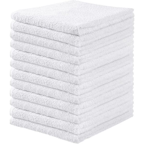 Pack of 12 Large (16" x 19") White Terry Cloth Bar Mop Towels/Cleaning Rags - New Sealed!