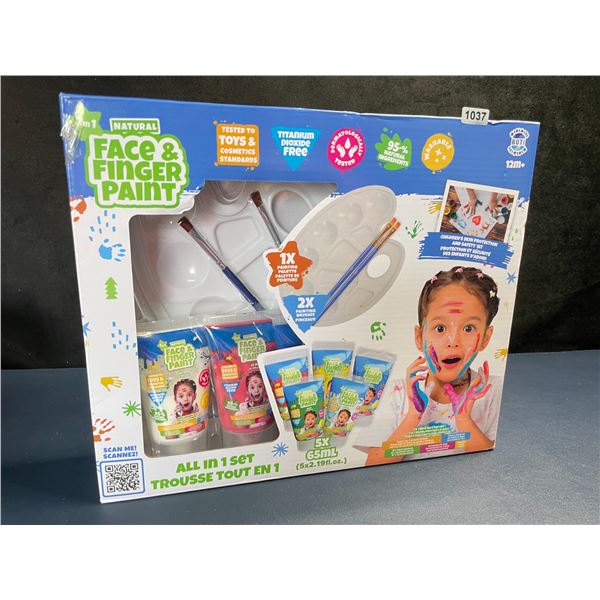Natural Face & Finger Paint Set for Kids (5 x 65ml Colors) with Brushes & Paint Palette - New Sealed
