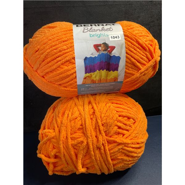2 Rolls of BERNAT Blanket Brights Yarn (Carrot Orange) 300g Size; 100% Polyester - New