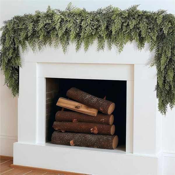 2-Pack 6FT Christmas Garland, Real Touch Artificial Cedar Garland for Fireplace/Home Decor - New
