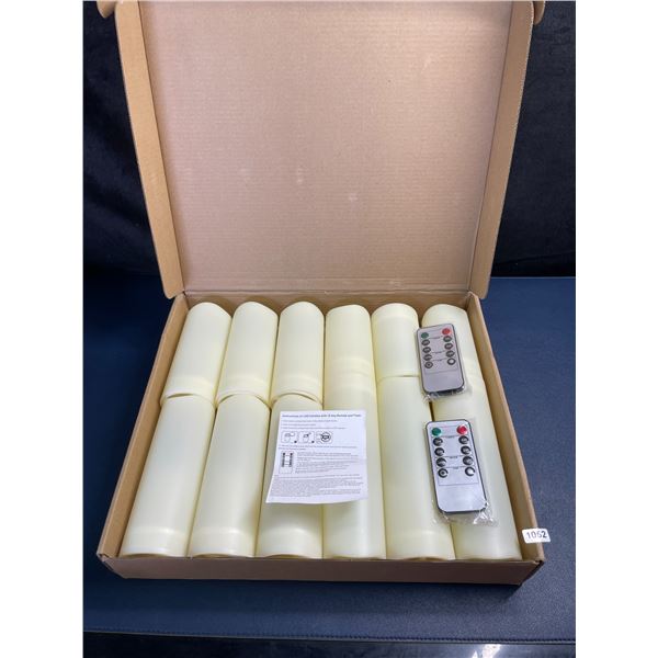12-Pack LED Flameless Candles Set w/ 2x Remote Controls (4", 5", 6", 7" Heights) New in Box
