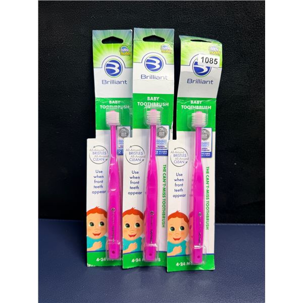 3 Brilliant Baby 360 Degree Toothbrushes for All Over Brushing - New