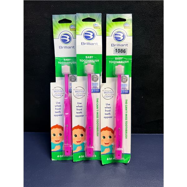 3 Brilliant Baby 360 Degree Toothbrushes for All Over Brushing - New