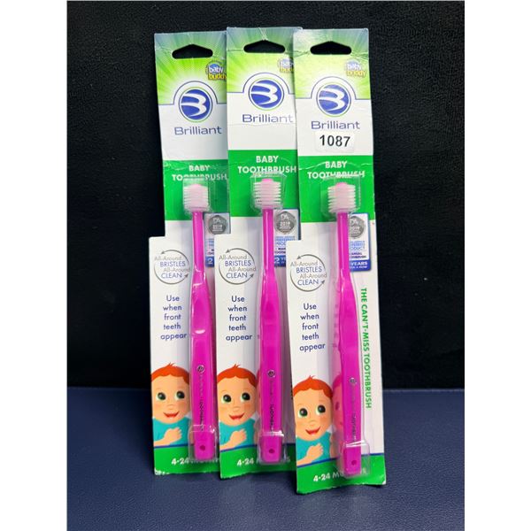 3 Brilliant Baby 360 Degree Toothbrushes for All Over Brushing - New