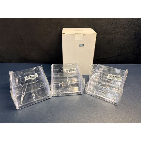 3 Pack of Tiered Business Card Holders for Office/Reception etc - New
