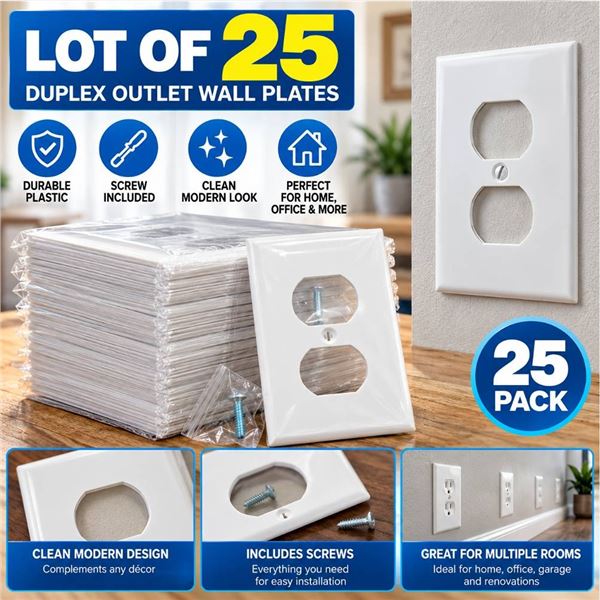 Lot of 25 Hubbell Taymac 2122W Outlet Cover Wall Plate
