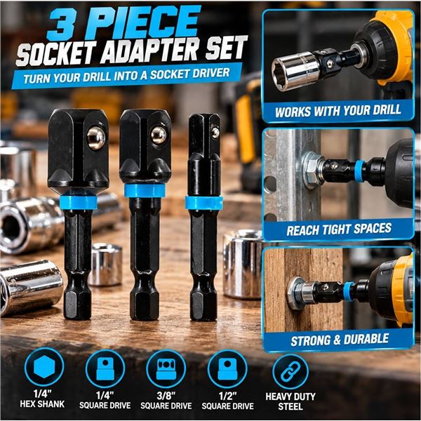 3 sets of 3 - Spyder 3-Piece Impact Socket Adapter Set