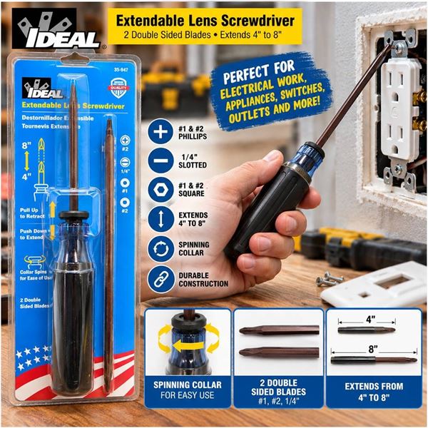 Ideal Extendable Length Screwdriver 8 Inch