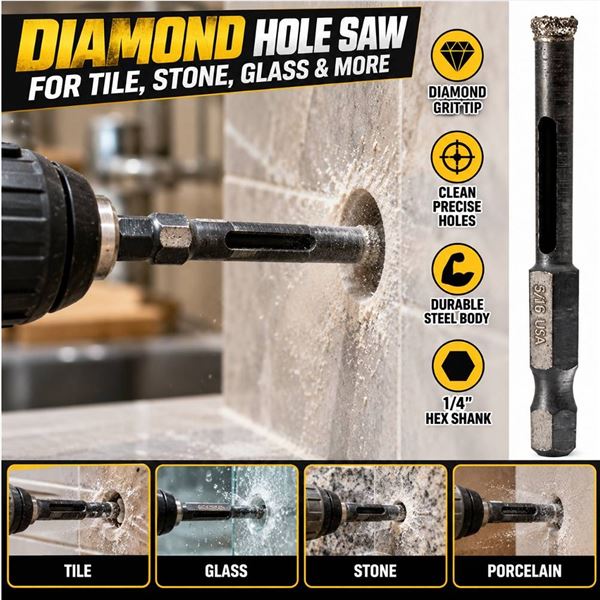 lot of 3 Spyder 3/16" Diamond Hole Saw Bits New