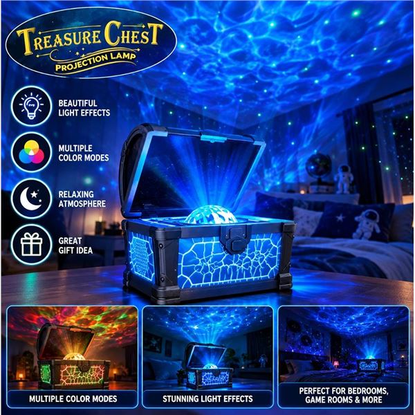 Treasure Chest Projection Lamp Blue Night Light