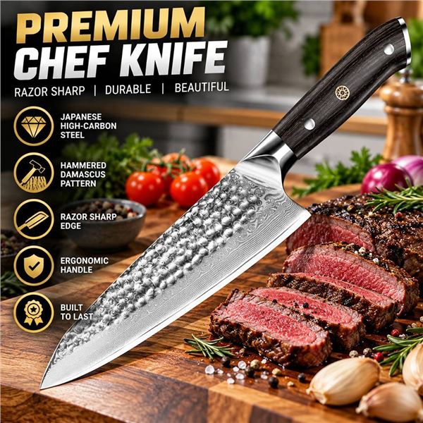 Haugo Damascus Chef Knife Ronin Series Boxed