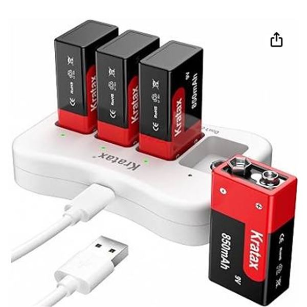 K007 9V Rechargeable Battery 4 Slot Charger Set