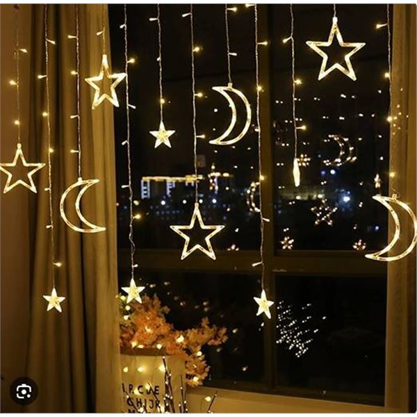 2 SETS - LED Fairy Lights Moon Star Window Decor