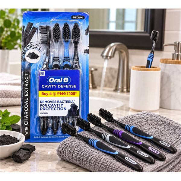 Oral-B Cavity Defense 4pk Charcoal Toothbrushes