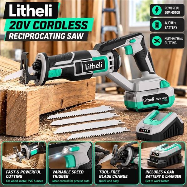 Litheli Reciprocating Saw Kit 20V w/ Battery