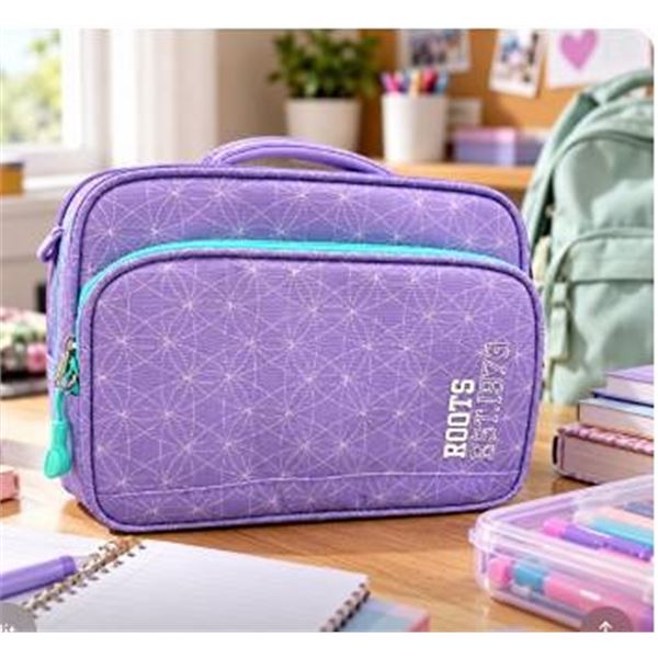 Roots Purple Lunch Bag with Geometric Pattern