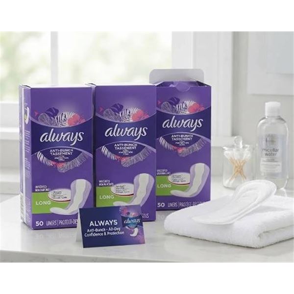 Always Long Liners, Unscented, 3x50ct Boxes