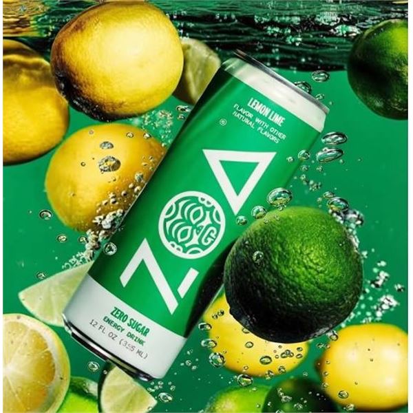 Zoa Lemon Lime Zero Sugar Energy Drink 12x355ml