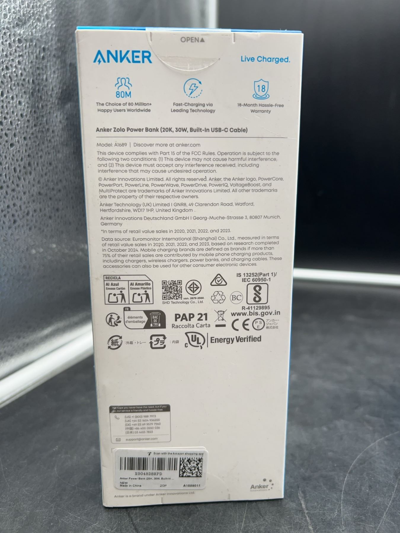 Anker 20K 30W Power Bank With USB-C Cable