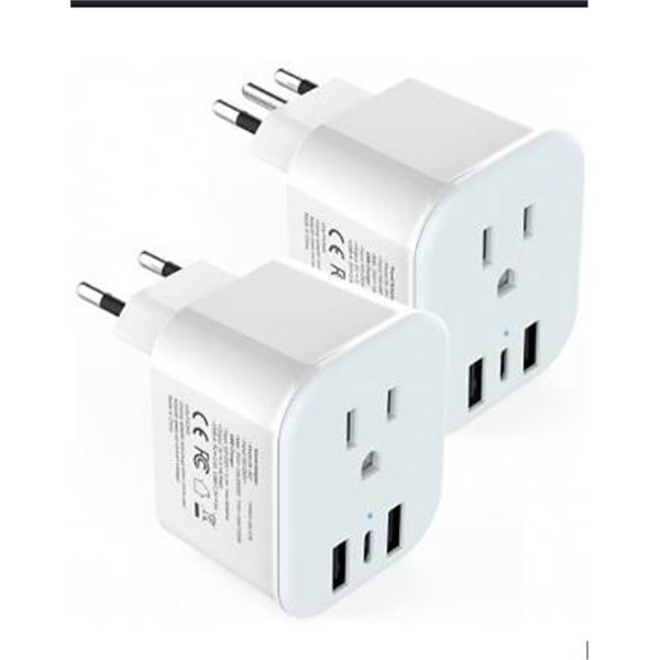 2-Pack SL-507 Foldable Travel Plug Adapter
