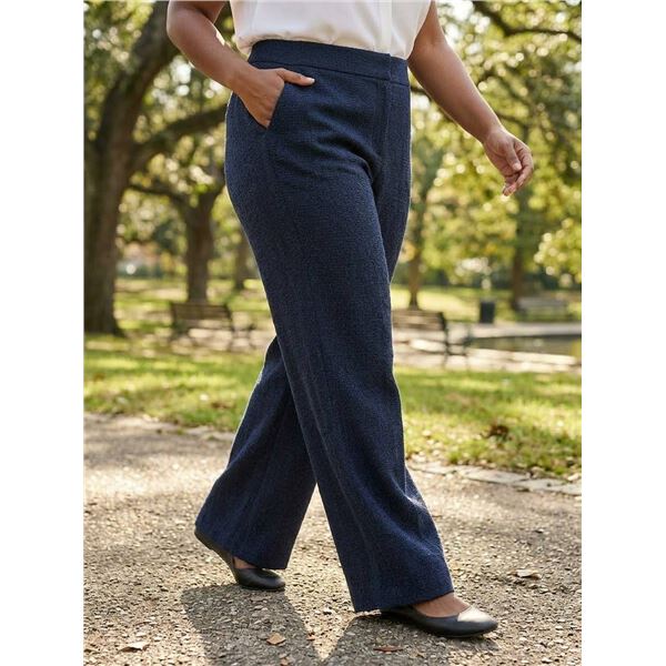 Three Dots XL Wide-Leg Pants, Blue