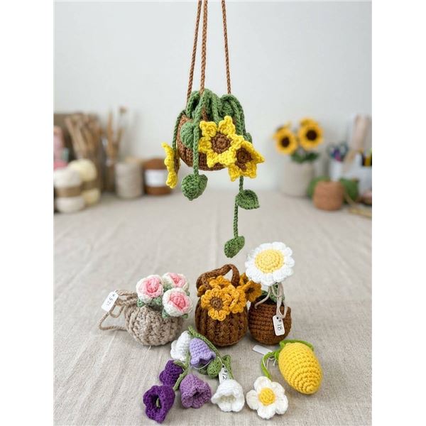 Handmade Crochet Flower Bags and Keychains