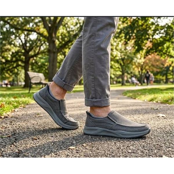 Skechers Men's Gray Canvas Slip-On Shoes Size 12
