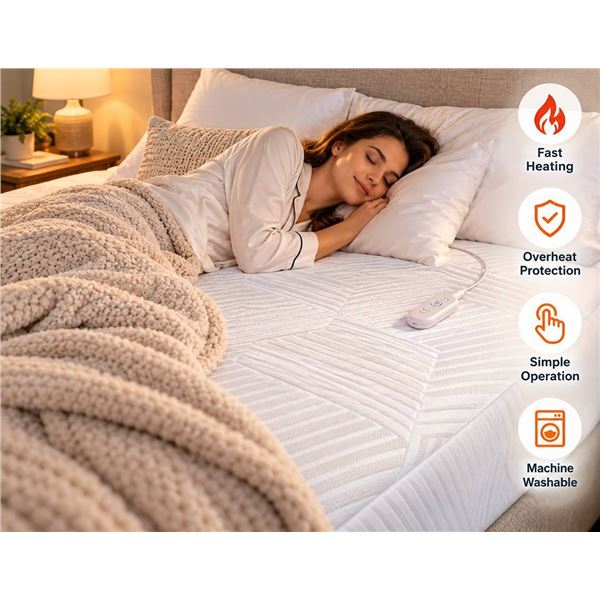 Blunique Heated Mattress Pad 60"x80" Grey