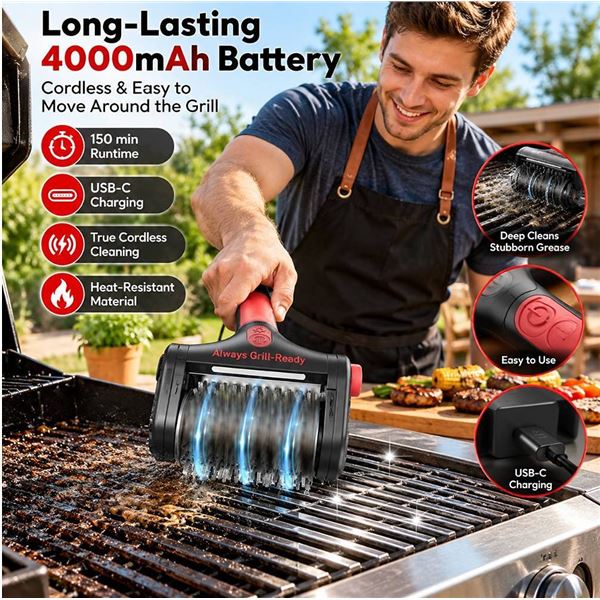 Yeeke Electric Grill Brush Red and Black